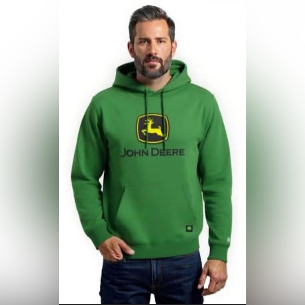 John Deere Green Logo Hoodie | Size M | Embroidered | Unisex Cozy